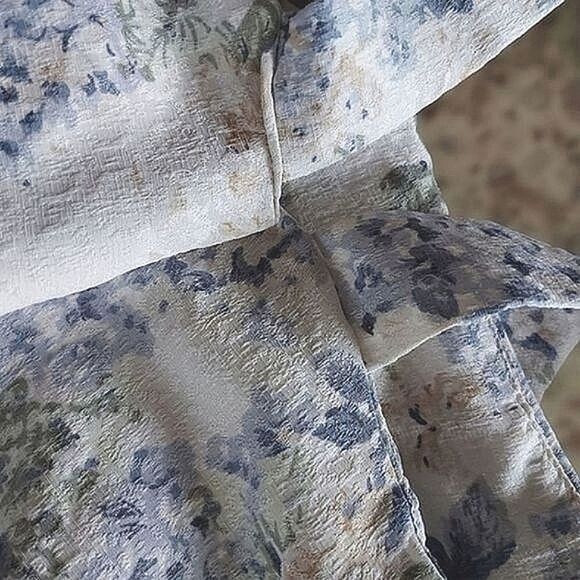 Vtg white floral print babydoll ribbon tie full skirt mini dress - Picture 14 of 16